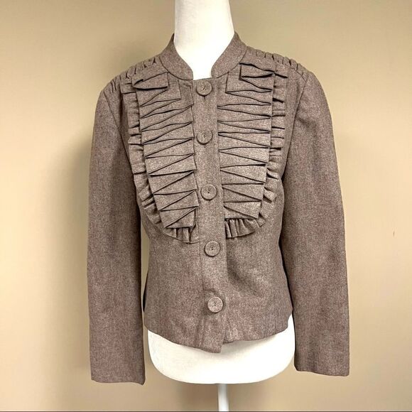 - Tabitha wool blend military style ruffled lapel jacket. 8 - Picture 1 of 8